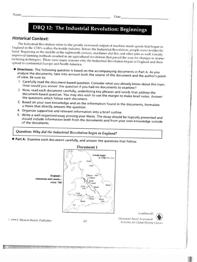 why did the industrial revolution began in england dbq essay dbq 14 the industrial revolution responses quizlet